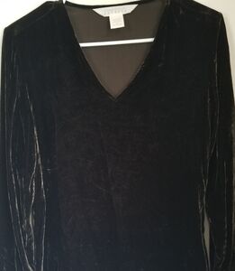 NWOT Vintage Y2K Express Dark Chocolate Brown Panne Velvet V Neck Tunic Top XS